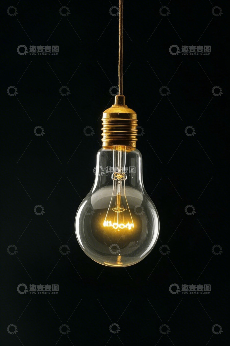 高清大图下载【趣麦麦图】悬挂式发光灯泡特写