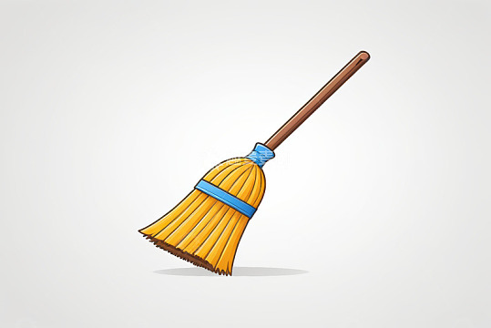 卡通风格清洁扫帚插画