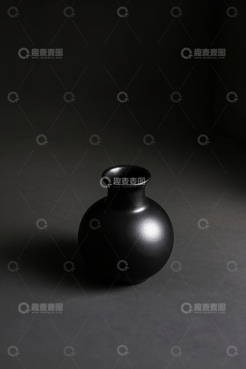 高清大图下载【趣麦麦图】黑色陶瓷花瓶特写