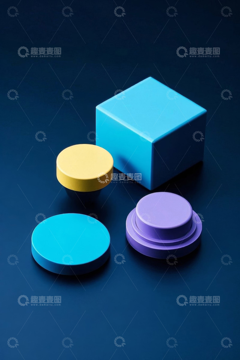 高清大图下载【趣麦麦图】彩色几何形状静物展示