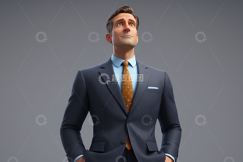 高清大图下载【趣麦麦图】穿着西装的卡通商务男士