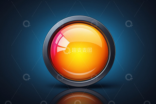 蓝色背景橙色圆形按钮