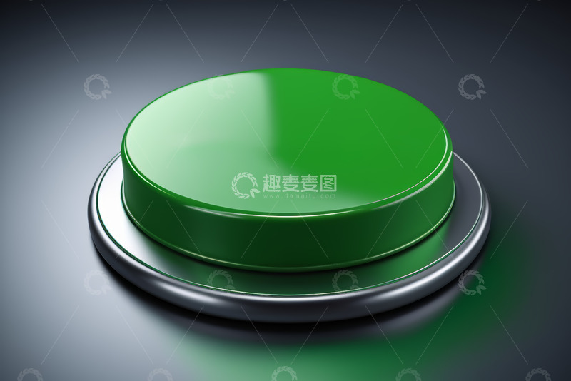 高清大图下载【趣麦麦图】绿色圆形按钮3D展示