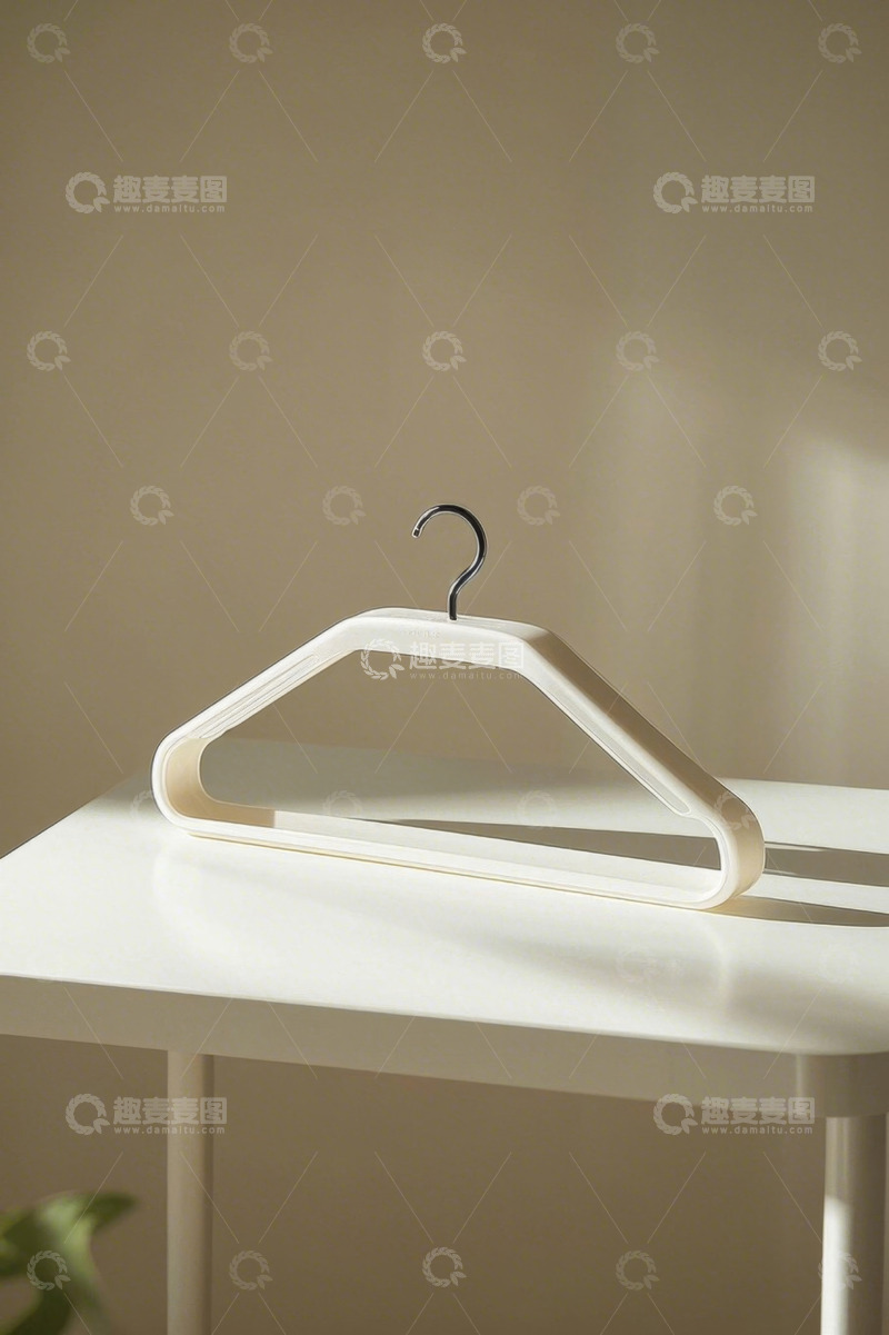 高清大图下载【趣麦麦图】白色衣架置于白色桌面上