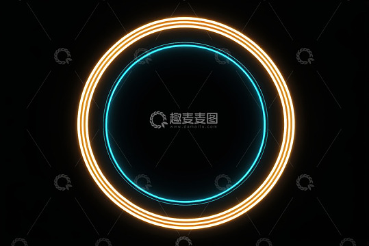 黑色背景发光环形抽象图案