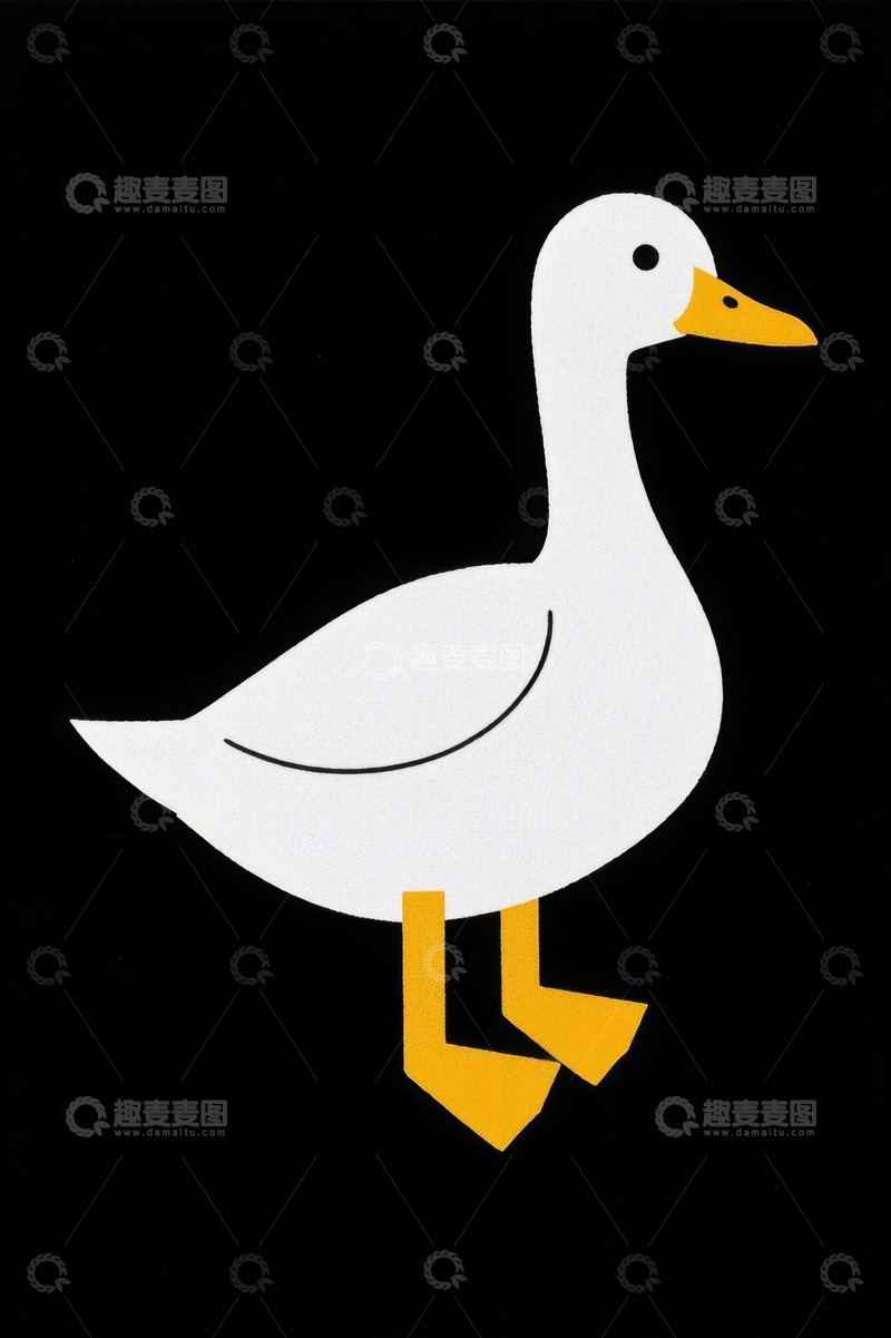 高清大图下载【趣麦麦图】简约风格白色鸭子图案