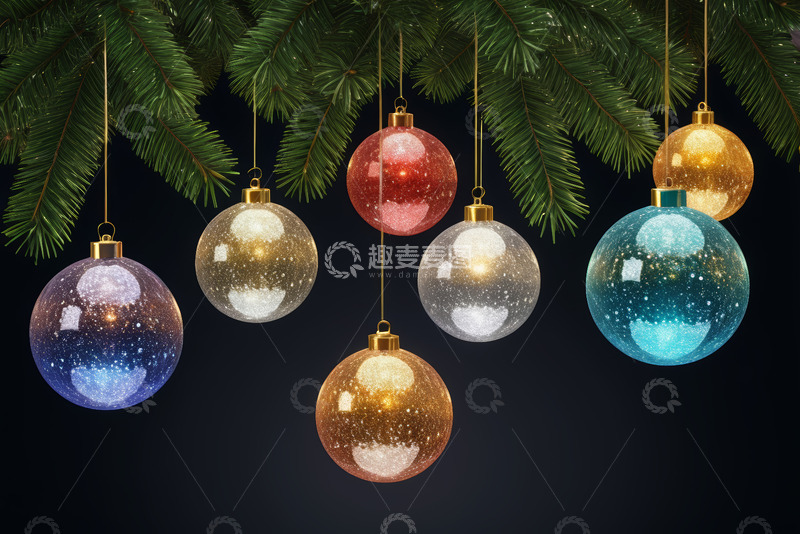 高清大图下载【趣麦麦图】圣诞彩色装饰球挂饰