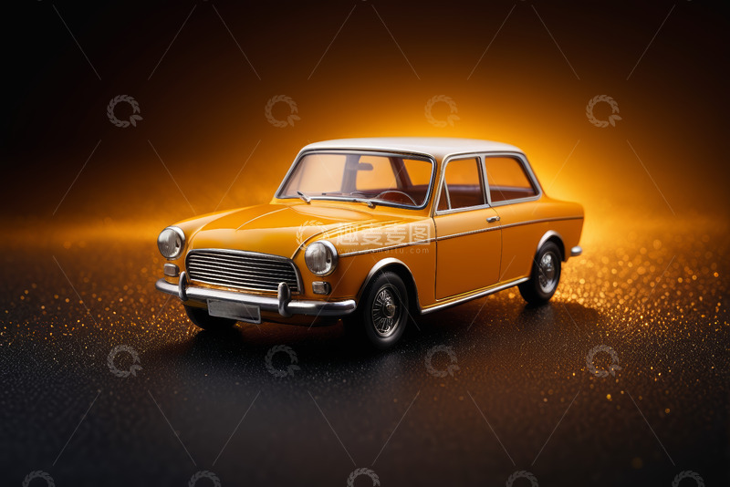 高清大图下载【趣麦麦图】黄色经典汽车模型特写