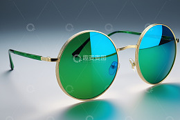 时尚圆形金属框太阳镜特写