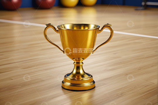 体育馆内的金色奖杯