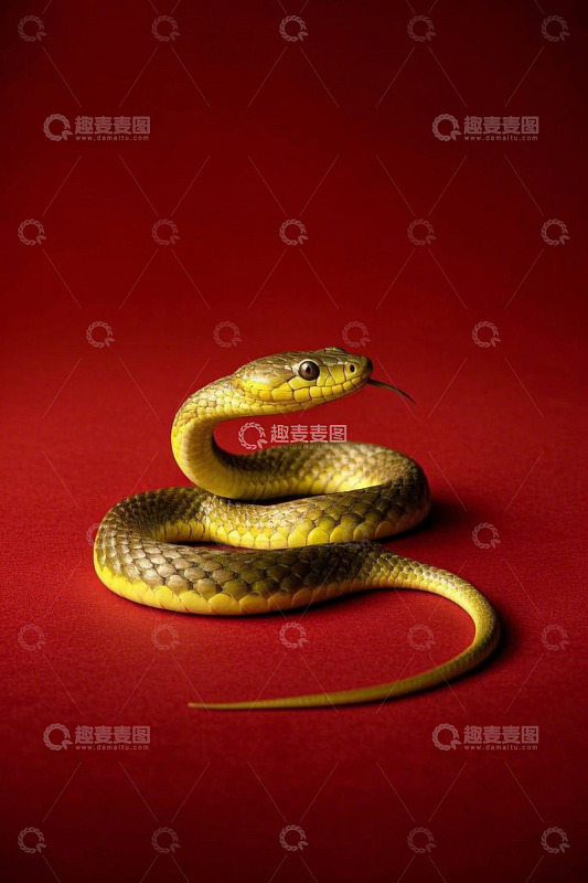 红色背景上吐信的蛇