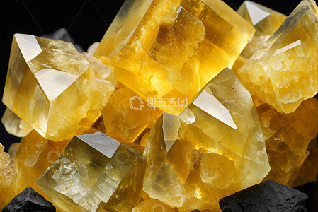 黄色水晶微距特写素材