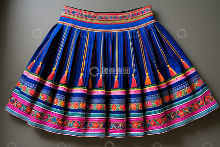 民族传统服饰彩色刺绣裙子