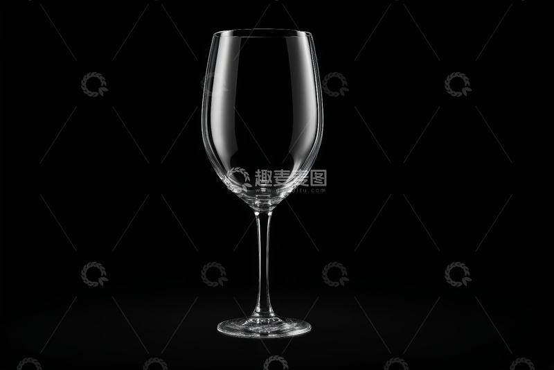 高清大图下载【趣麦麦图】黑色背景透明高脚葡萄酒杯