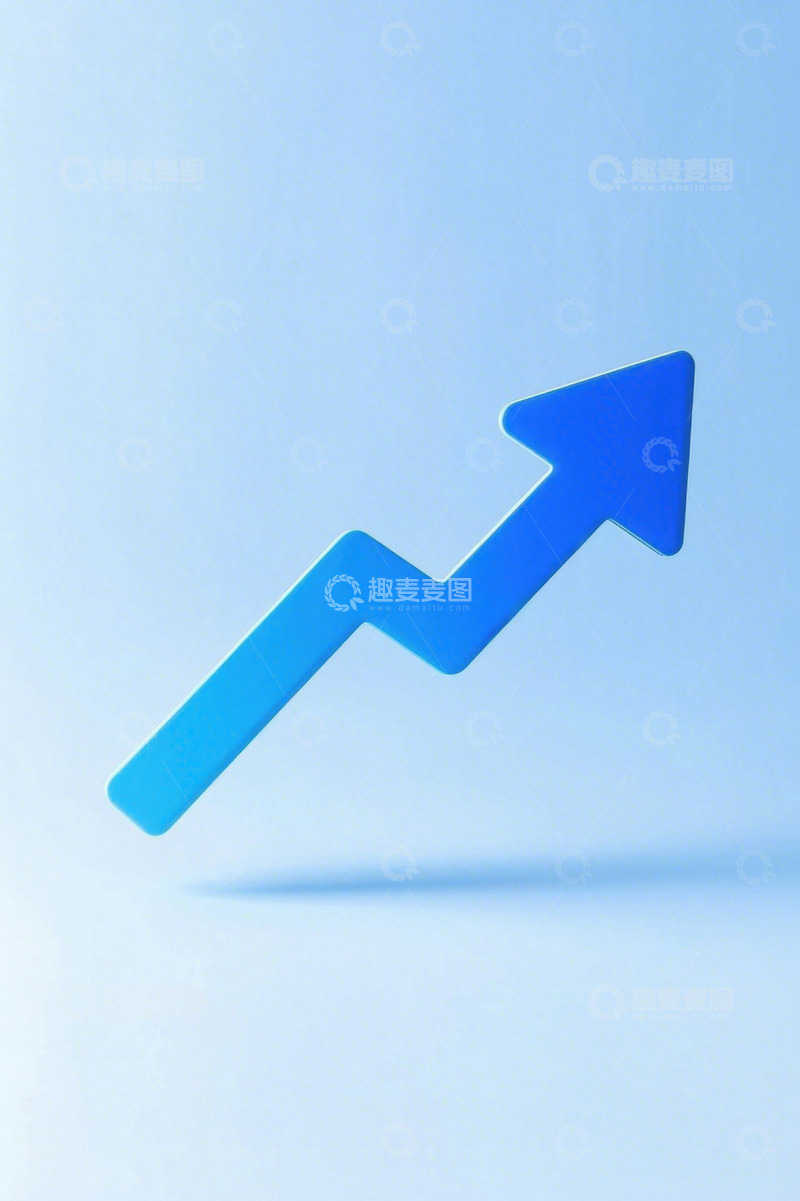 高清大图下载【趣麦麦图】蓝色上升箭头图标素材