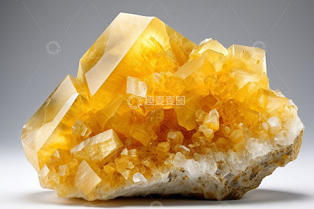 黄色水晶矿物特写