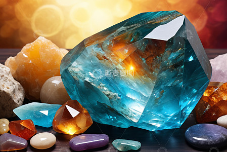 多彩宝石与水晶静物展示