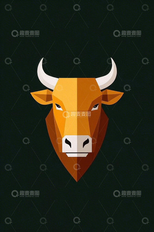 几何风格牛头插画
