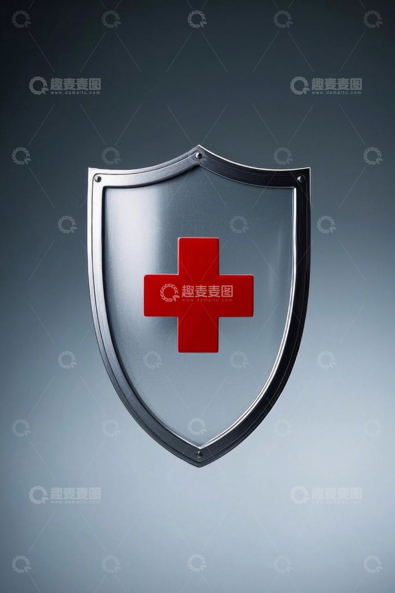 高清大图下载【趣麦麦图】带红十字标志的金属盾牌