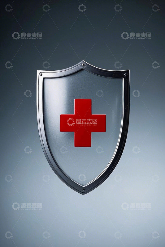 带红十字标志的金属盾牌