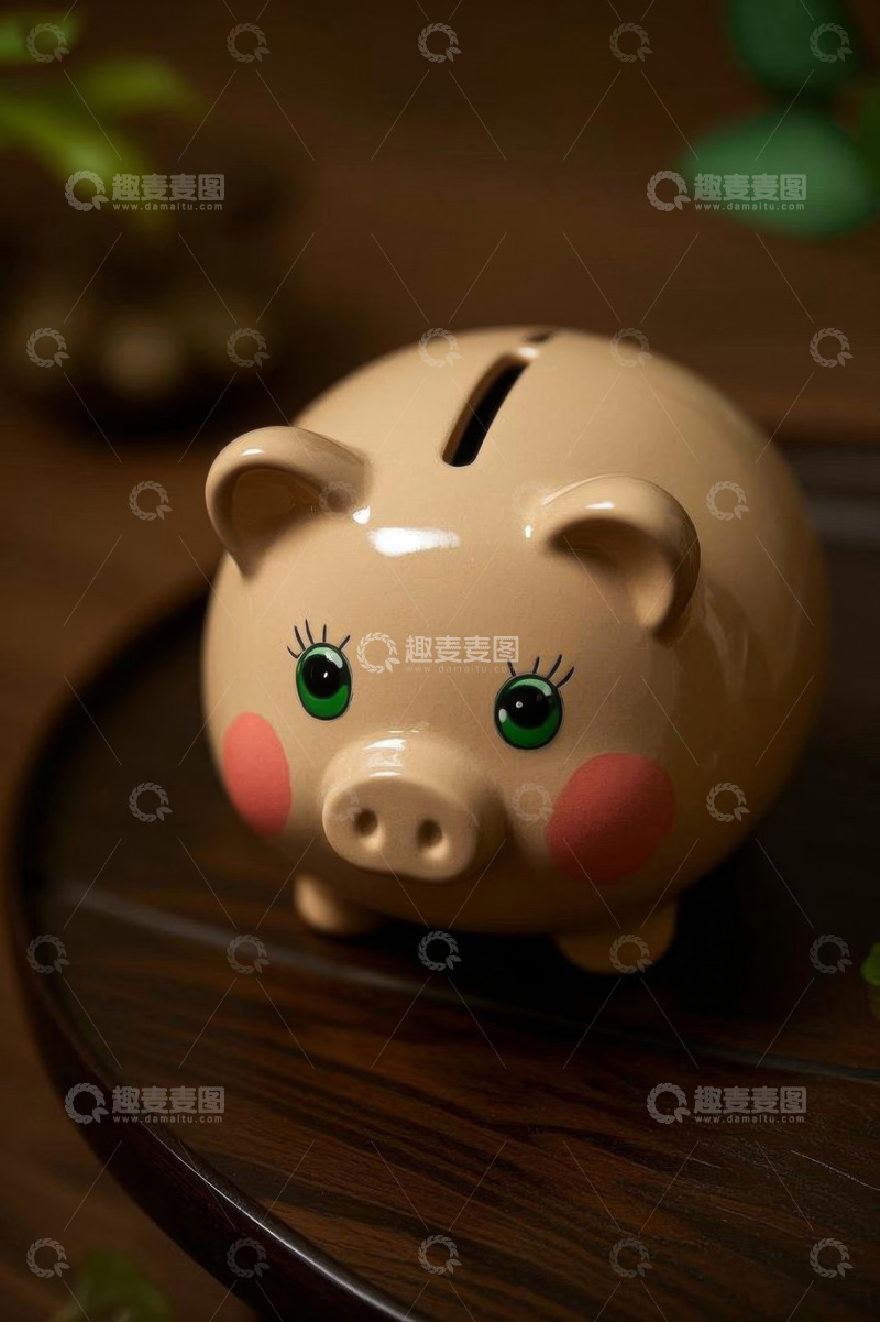 高清大图下载【趣麦麦图】可爱小猪存钱罐特写