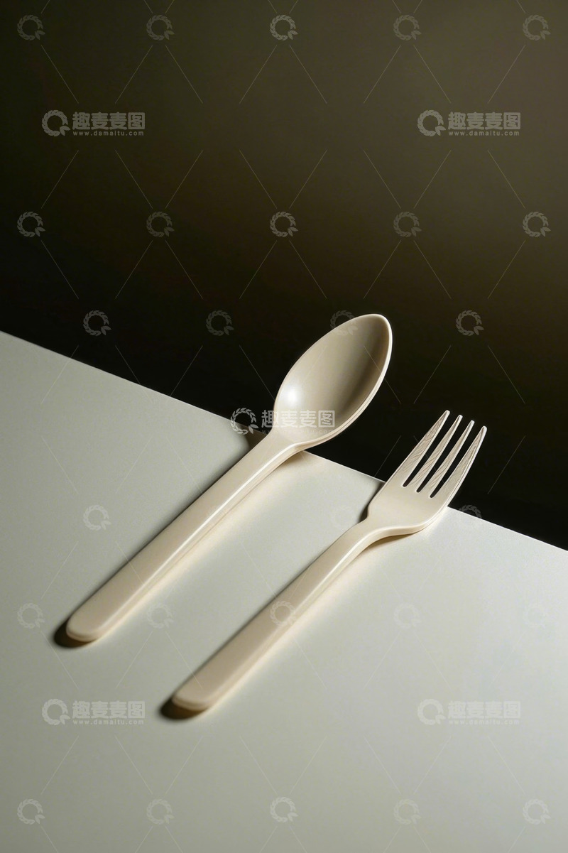 高清大图下载【趣麦麦图】桌面摆放的勺子与叉子