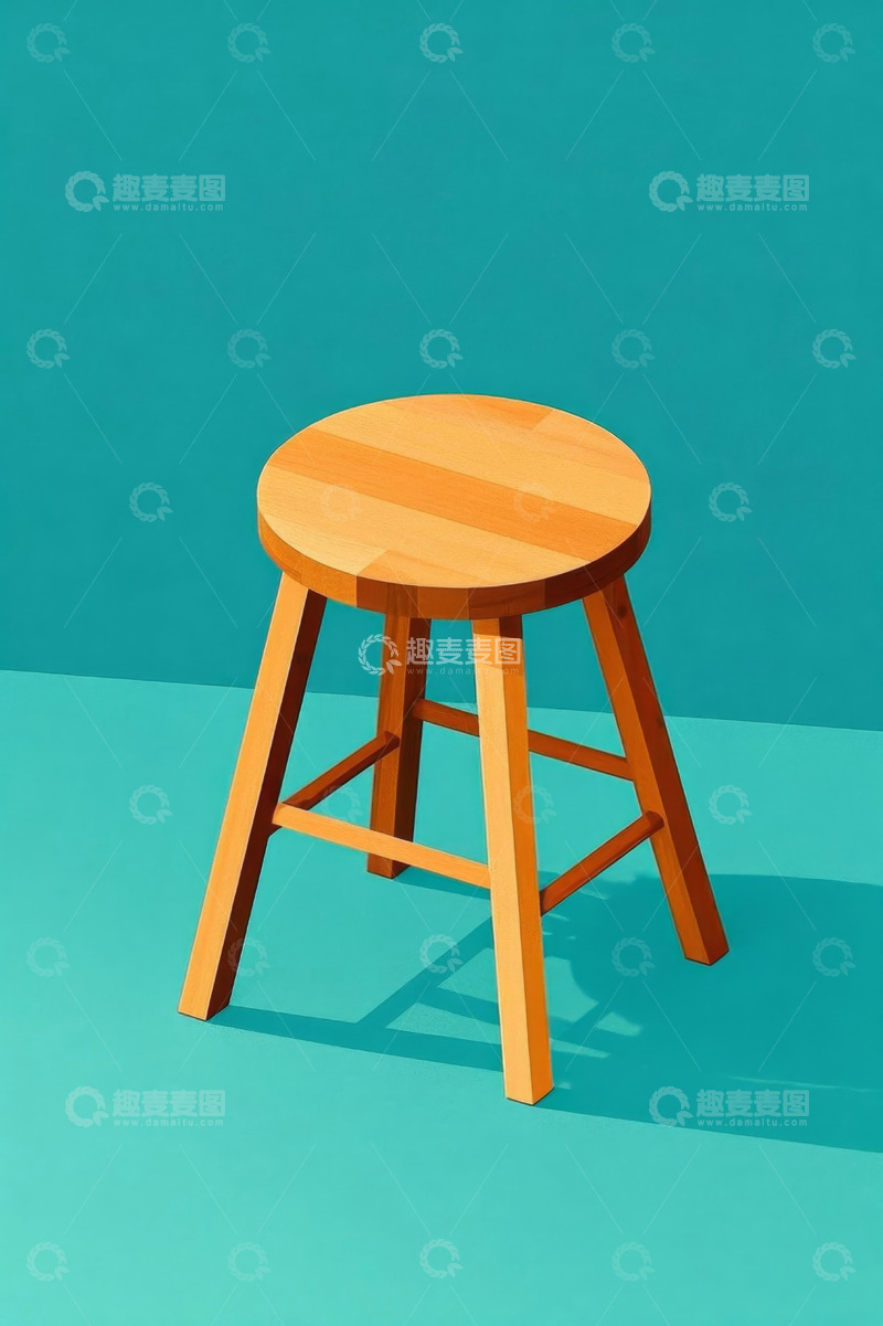 高清大图下载【趣麦麦图】简约木质圆凳设计效果图