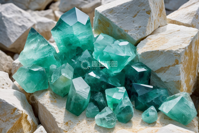 高清大图下载【趣麦麦图】绿色水晶矿石特写