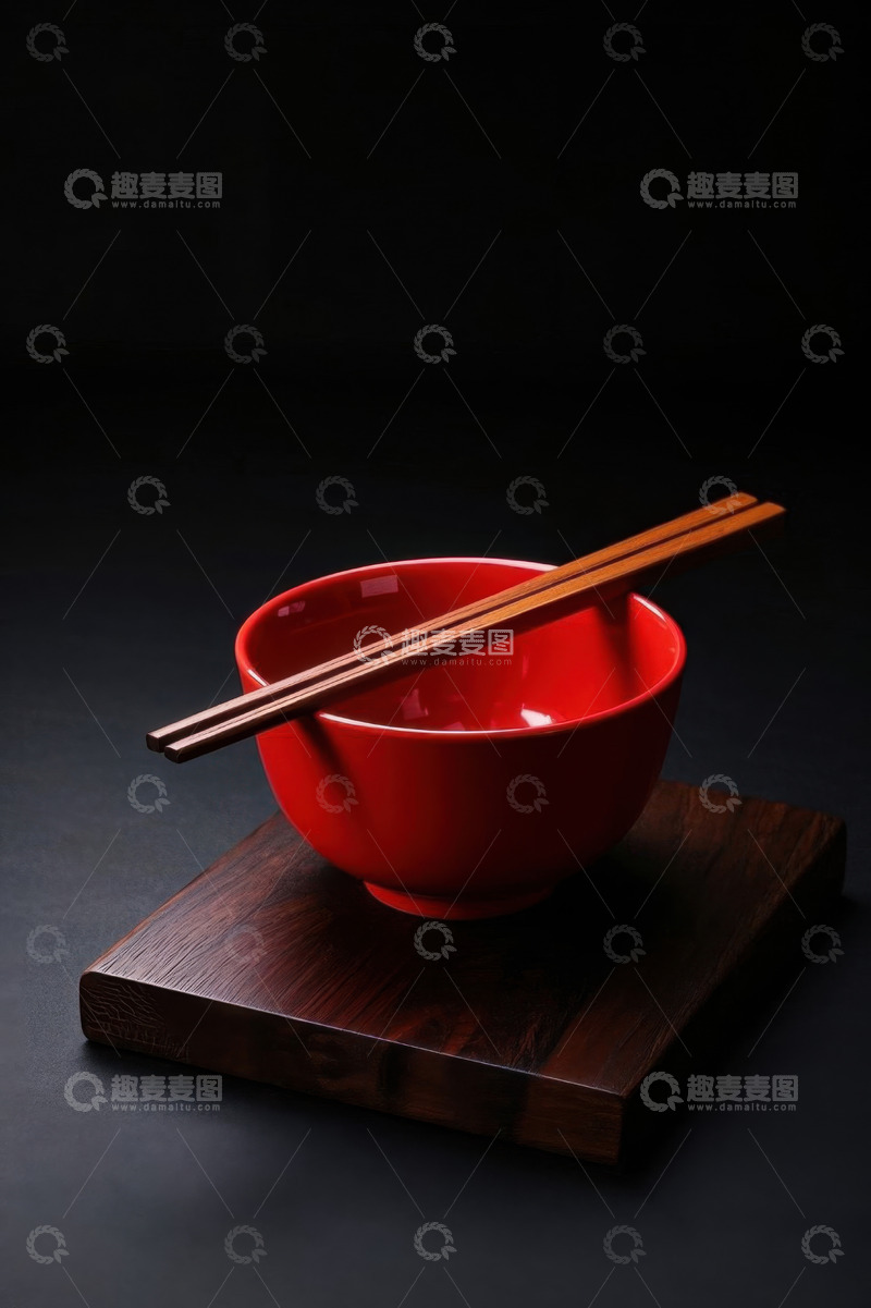 高清大图下载【趣麦麦图】红色碗与筷子静物素材