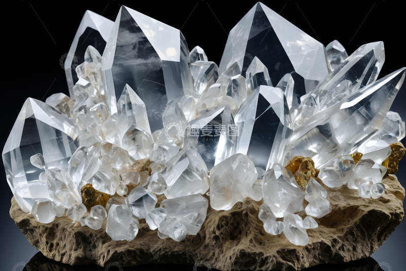 高清大图下载【趣麦麦图】透明水晶簇矿物特写
