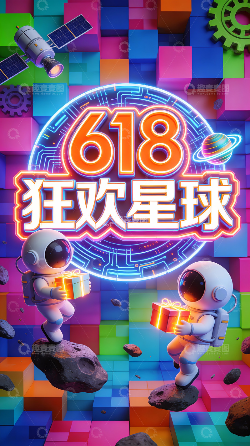 高清大图下载【趣麦麦图】618 狂欢星球的星际福利季