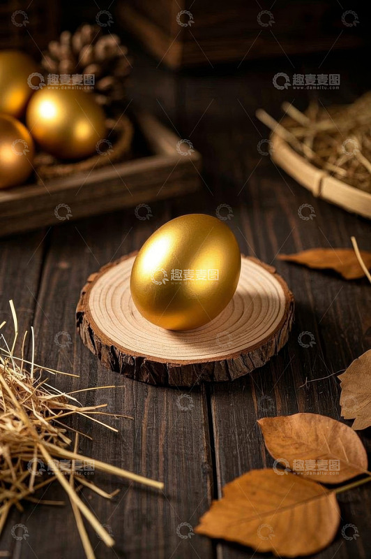 金色鸡蛋静物摆拍