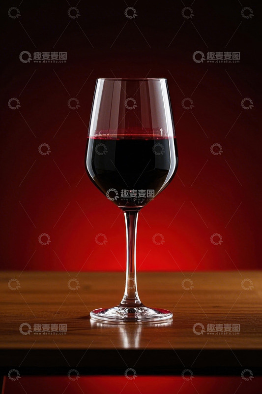 木桌上的一杯红酒静物