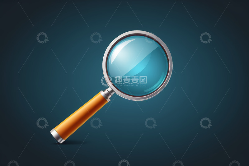 高清大图下载【趣麦麦图】蓝色背景上的放大镜图标