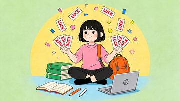 卡通少女备考祝福插画女生壁纸手绘