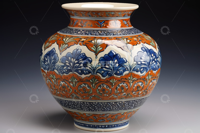 高清大图下载【趣麦麦图】彩绘陶瓷花瓶特写