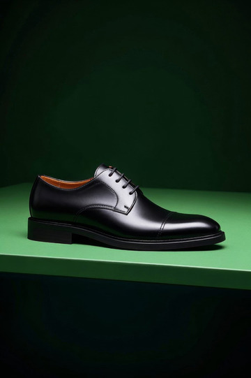 黑色皮鞋静物展示