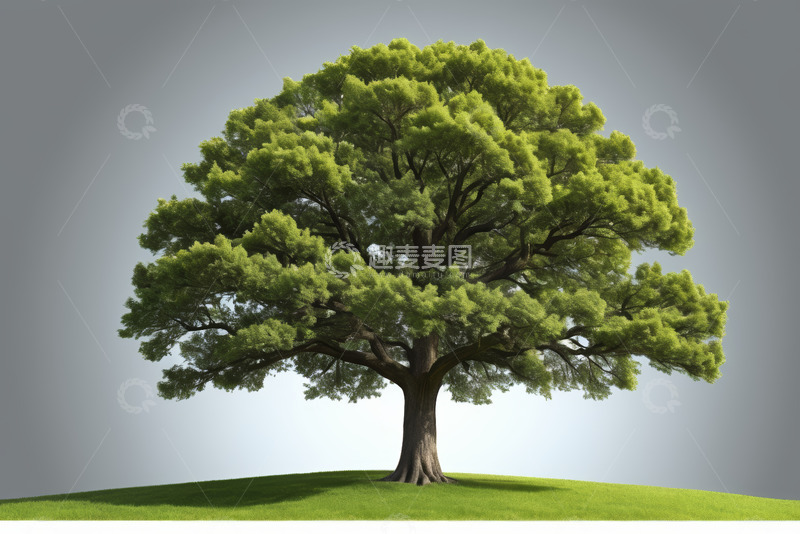 高清大图下载【趣麦麦图】单棵绿树于草地场景