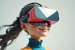 女孩佩戴虚拟现实眼镜