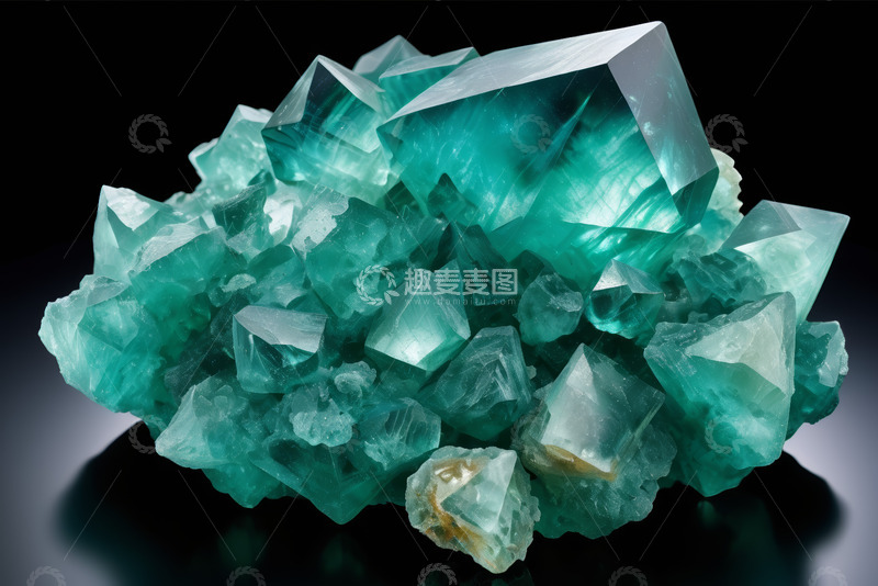 高清大图下载【趣麦麦图】蓝绿色水晶矿石特写