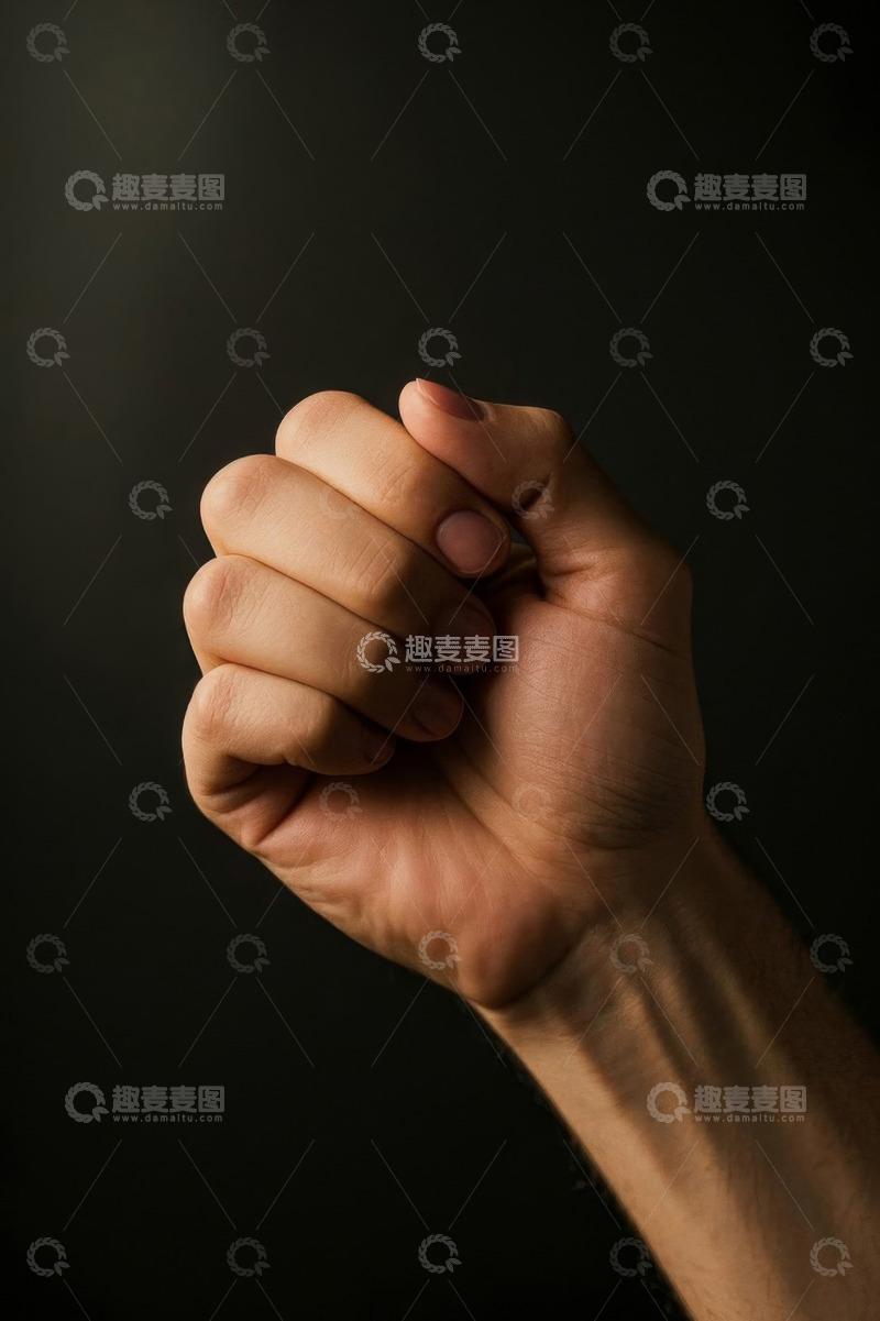 高清大图下载【趣麦麦图】紧握拳头的手部特写