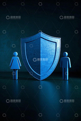 人物与盾牌安全概念素材