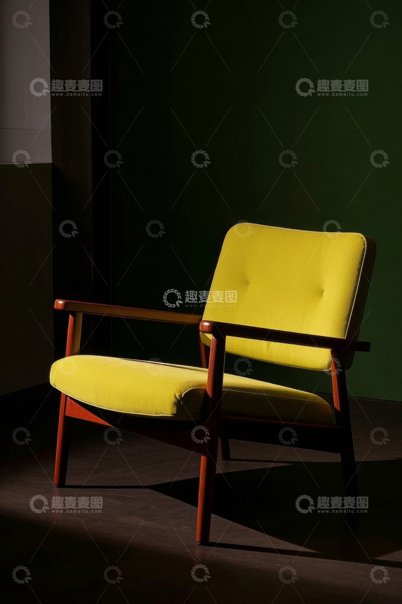 高清大图下载【趣麦麦图】现代黄色单人沙发室内静物