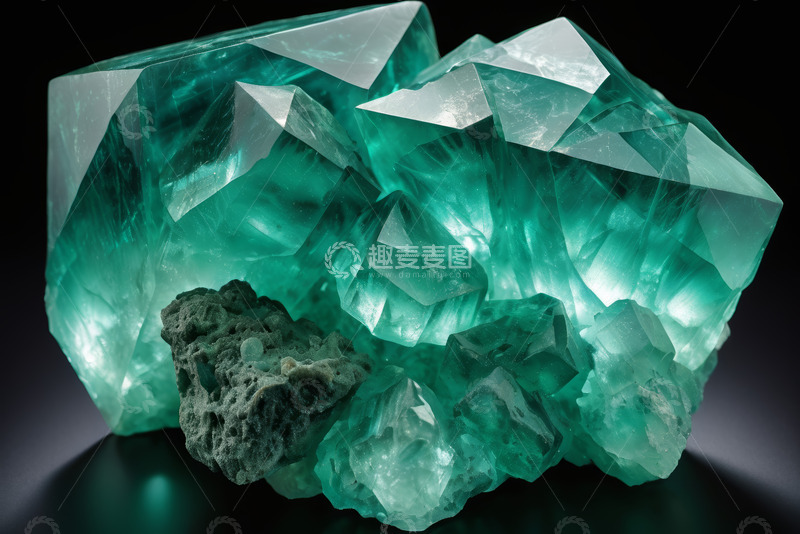 高清大图下载【趣麦麦图】绿色水晶矿石特写