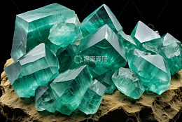 绿色晶体矿物特写