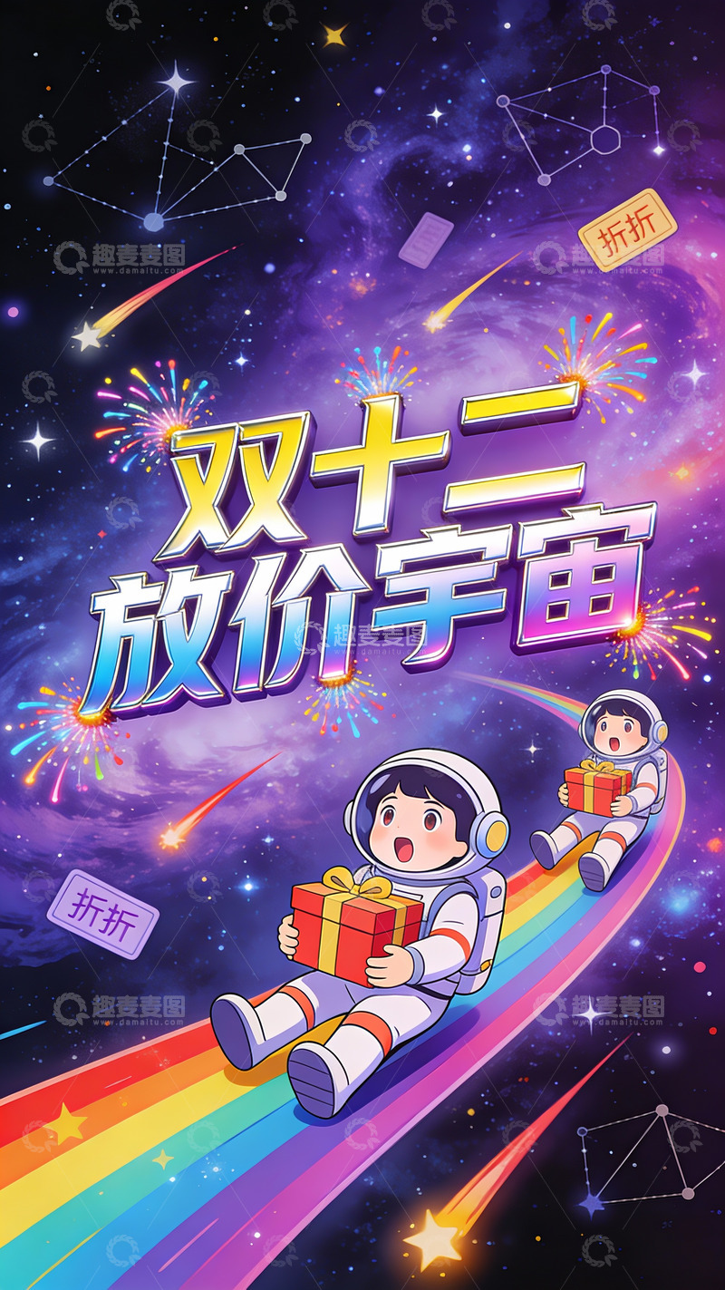高清大图下载【趣麦麦图】双十二放价宇宙的星际狂欢