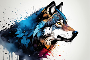 艺术风格狼的特写图像