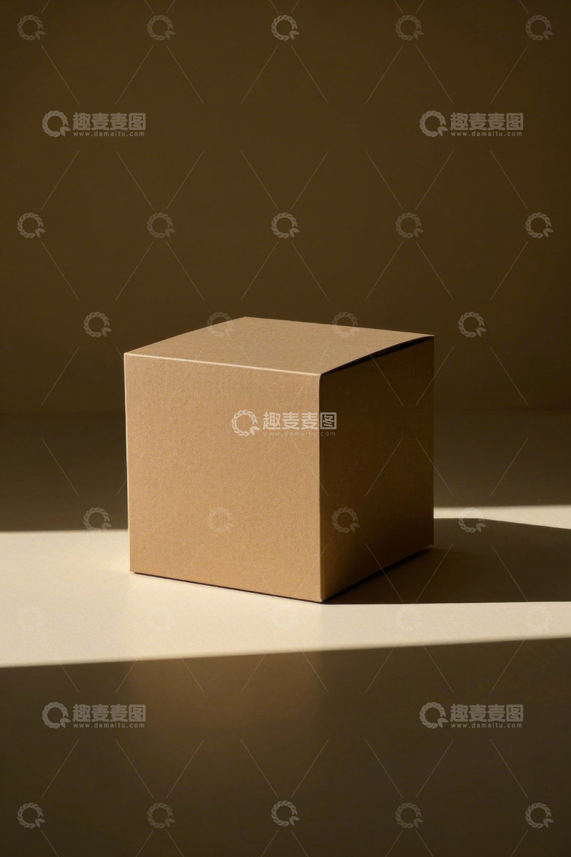 高清大图下载【趣麦麦图】简约棕色立方体盒子静物图
