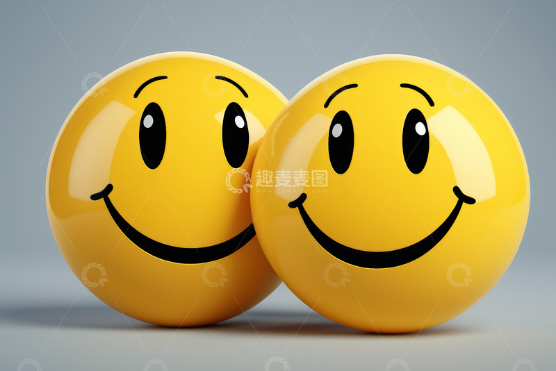 高清大图下载【趣麦麦图】两个黄色笑脸表情符号