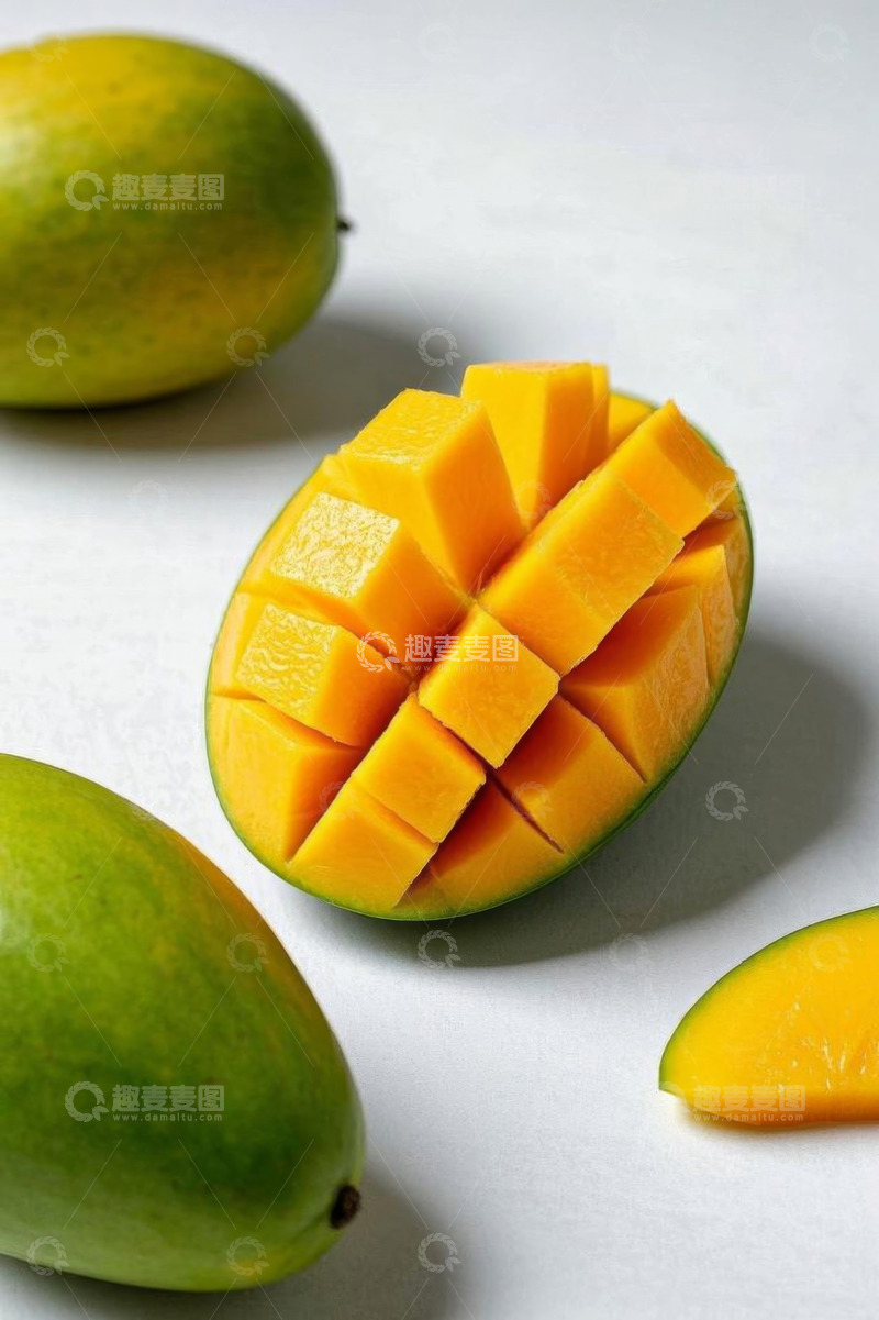 高清大图下载【趣麦麦图】新鲜芒果及切块特写